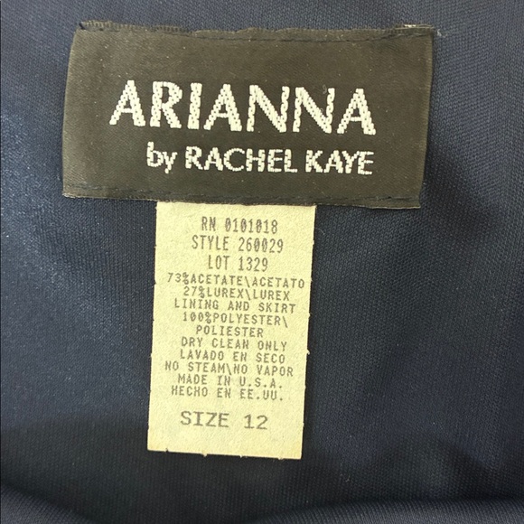 Arianna by Rachel Kaye Elegant Sparkle Navy Blue Sleeveless Dress Size 12 - Picture 7 of 7